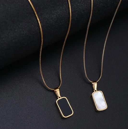 Rectangle Double Sided Delicate Pendant Necklace